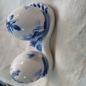 Blue and White Ceramic Salt and Pepper Shakers